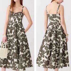 J. Crew Collection Sweetheart A-line Midi Dress in Leafy Floral Taffeta Size 22